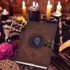 image:imageRustic Town Leather Bound Notebook Journal with Semi Precious Stone  Handmade Vintage Leather Travel Diary for Women Men  Book of Shadow Unlined Writing Gift