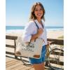 image:imageRUSTIC TOWN Canvas Leather Tote Bag for Women  Sel De Mer Upcycled Canvas Shoulder Hobo Travel Handbag Ladies Purse SatchelWhite