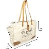 image:imageRUSTIC TOWN Canvas Leather Tote Bag for Women  Sel De Mer Upcycled Canvas Shoulder Hobo Travel Handbag Ladies Purse SatchelWhite