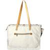 image:imageRUSTIC TOWN Canvas Leather Tote Bag for Women  Sel De Mer Upcycled Canvas Shoulder Hobo Travel Handbag Ladies Purse SatchelWhite