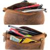 image:imageRustic Town Leather Pencil Case  Full Grain Leather Zippered Pen Pouch  Stationery Bag Pen Holder for Work amp OfficeBrown