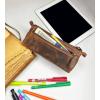 image:imageRustic Town Leather Pencil Case  Full Grain Leather Zippered Pen Pouch  Stationery Bag Pen Holder for Work amp OfficeBrown