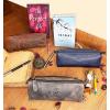 image:imageRustic Town Leather Pencil Case  Full Grain Leather Zippered Pen Pouch  Stationery Bag Pen Holder for Work amp OfficeBrown