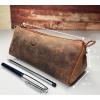 image:imageRustic Town Leather Pencil Case  Full Grain Leather Zippered Pen Pouch  Stationery Bag Pen Holder for Work amp OfficeBrown