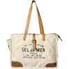 image:imageRUSTIC TOWN Canvas Leather Tote Bag for Women  Sel De Mer Upcycled Canvas Shoulder Hobo Travel Handbag Ladies Purse SatchelWhite