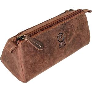 image:imageRustic Town Leather Pencil Case  Full Grain Leather Zippered Pen Pouch  Stationery Bag Pen Holder for Work amp OfficeBrown