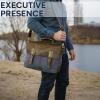 image:imageRUSTIC TOWN Leather Canvas Messenger Bag for Men Women  Vintage Laptop Satchel Leather Briefcase 14 Inch Olive GreenDark Grey