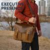 image:imageRUSTIC TOWN Leather Canvas Messenger Bag for Men Women  Vintage Laptop Satchel Leather Briefcase 14 Inch Olive GreenOlive Green