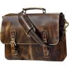 image:imageRUSTIC TOWN 16 Leather Laptop Messenger Bag for Men  Full Grain Leather Briefcase Computer Satchel Office Crossbody BagBrown