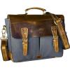 image:imageRUSTIC TOWN Leather Canvas Messenger Bag for Men Women  Vintage Laptop Satchel Leather Briefcase 14 Inch Olive GreenDark Grey