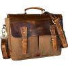 image:imageRUSTIC TOWN Leather Canvas Messenger Bag for Men Women  Vintage Laptop Satchel Leather Briefcase 14 Inch Olive GreenOlive Green