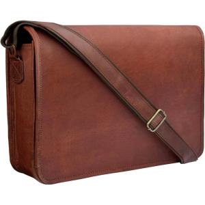 image:imageRUSTIC TOWN 15 inch Vintage Crossbody Full Grain Leather Laptop Messenger Bag