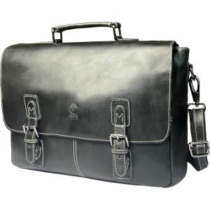 image:imageRUSTIC TOWN 16 Leather Laptop Messenger Bag for Men  Full Grain Leather Briefcase Computer Satchel Office Crossbody BagBlack