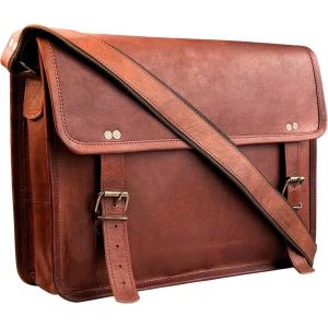 image:imageRUSTIC TOWN Leather Messenger Bag for Men Women  Full Grain Leather Laptop Satchel Office Shoulder Bag14 Brown