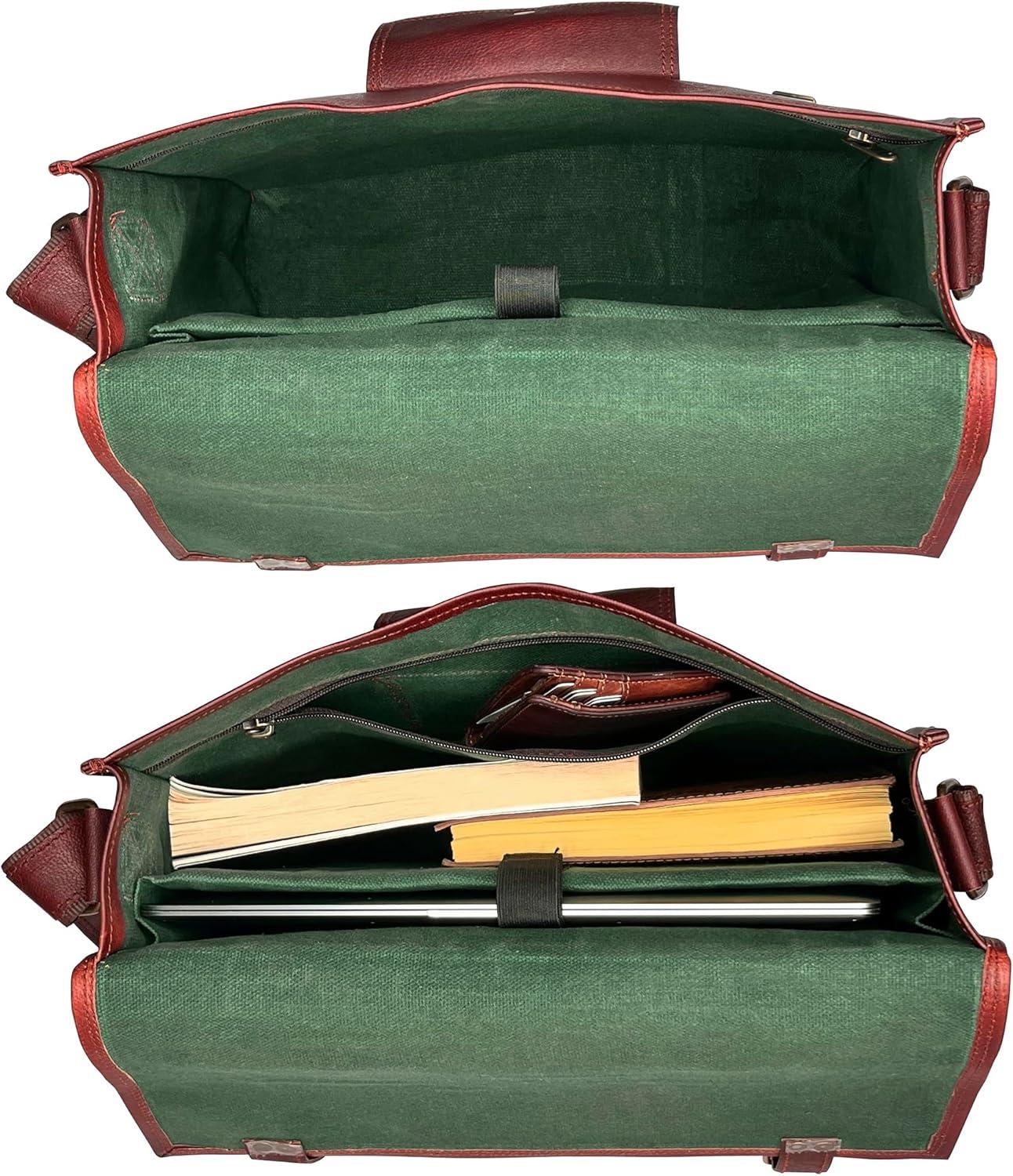image:imageLeather Messenger Bag for Men  16 Full Grain Leather Laptop Briefcase  Vintage Computer Satchel Travel Crossbody Bag for Office amp Work14 Inches Brown