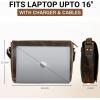 image:imageLeather Messenger Bag for Men 16 Full Grain Leather Laptop Bag Vintage Crossbody Office Satchel Travel Shoulder BagBrown