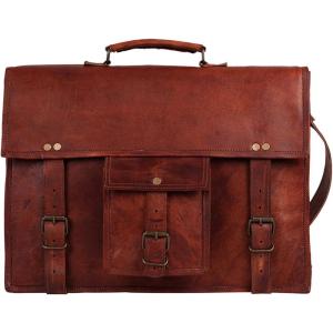 image:imageLeather Messenger Bag for Men  16 Full Grain Leather Laptop Briefcase  Vintage Computer Satchel Travel Crossbody Bag for Office amp Work14 Inches Brown