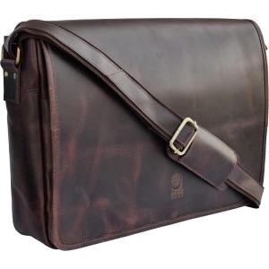 image:imageLeather Messenger Bag for Men 16 Full Grain Leather Laptop Bag Vintage Crossbody Office Satchel Travel Shoulder BagDark Brown