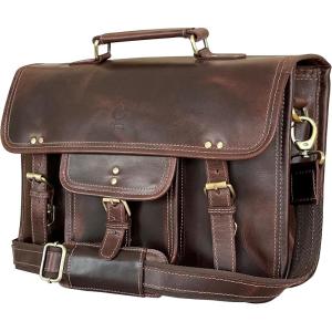 image:imageRUSTIC TOWN Leather Messenger Bag for Men  Full Grain Leather Briefcase Laptop Satchel Office Crossbody Travel BagMulberry