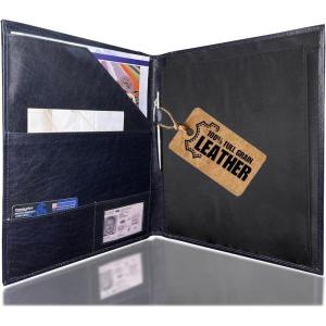 image:imageRustic Town Leather Portfolio for Men  Padfolio Resume File Folder  InterviewLegal Document Organizer for Letter Size Writing Pad with Business Card HolderRoyal Blue
