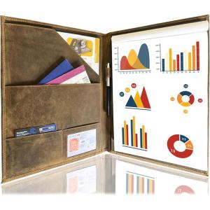image:imageRustic Town Leather Portfolio for Men  Padfolio Resume File Folder  InterviewLegal Document Organizer for Letter Size Writing Pad with Business Card HolderBrown