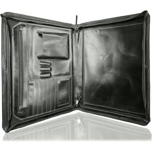 image:imageSupreme Business Portfolio by Rustic Town  Professional Organizer for Men amp Women  Durable Leather Padfolio  Easy to Carry with A Zippered Closure  Many Slots Compartments amp HoldersBlack