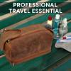 image:imageLeather Toiletry Bag for Men  Travel Shaving Dopp Kit  Bathroom Shower Toiletries Organizer  Cosmetic Make up Bag for WomenBrown