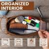 image:imageLeather Wash Bag for Men  Travel Toiletry Bag  Shaving Dopp Kit Toiletries Organizer  Leather Makeup Bag for WomenBrown