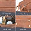 image:imageLeather Wash Bag for Men  Travel Toiletry Bag  Shaving Dopp Kit Toiletries Organizer  Leather Makeup Bag for WomenBrown