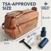 image:imageLeather Wash Bag for Men  Travel Toiletry Bag  Shaving Dopp Kit Toiletries Organizer  Leather Makeup Bag for WomenBrown