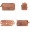 image:imageLeather Wash Bag for Men  Travel Toiletry Bag  Shaving Dopp Kit Toiletries Organizer  Leather Makeup Bag for WomenBrown