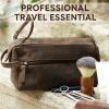 image:imageLeather Wash Bag for Men  Travel Toiletry Bag  Shaving Dopp Kit Toiletries Organizer  Leather Makeup Bag for WomenDark Brown