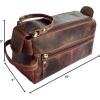 image:imageLeather Wash Bag for Men  Travel Toiletry Bag  Shaving Dopp Kit Toiletries Organizer  Leather Makeup Bag for WomenWalnut Brown