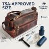 image:imageLeather Wash Bag for Men  Travel Toiletry Bag  Shaving Dopp Kit Toiletries Organizer  Leather Makeup Bag for WomenWalnut Brown