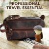 image:imageLeather Wash Bag for Men  Travel Toiletry Bag  Shaving Dopp Kit Toiletries Organizer  Leather Makeup Bag for WomenWalnut Brown