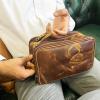 image:imageRUSTIC TOWN Leather Toiletry Bag  Men Shaving Ditty Kit  Women Cosmetic Bag Makeup Organizer for Travel Size Toiletries
