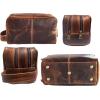 image:imageRUSTIC TOWN Leather Toiletry Bag for Men  Travel Shaving Ditty Kit  Bathroom Shower Toiletries Organizer  Leather Cosmetic Bag for Women Walnut BrownAntique Brown