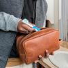 image:imageRUSTIC TOWN Leather Toiletry Bag for Men  Travel Shaving Ditty Kit  Bathroom Shower Toiletries Organizer  Leather Cosmetic Bag for Women Walnut BrownCognac