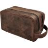 image:imageRUSTIC TOWN Leather Toiletry Bag for Men  Travel Shaving Ditty Kit  Bathroom Shower Toiletries Organizer  Leather Cosmetic Bag for Women Walnut BrownDark Brown