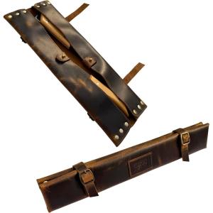 image:imageRUSTIC TOWN Leather Knife Roll  Chef Knife Case for Professional amp Home Use  Secure amp Stylish Knives Organizer  TravelFriendly Gift for Men amp WomenBrown 2 Slots