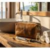 image:imageRUSTIC TOWN Full Grain Leather Toiletry Bag for Men amp Women  Handcrafted Travel Dopp Kit  Large WaterResistant Makeup amp Shaving OrganizerBrown