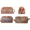 image:imageRUSTIC TOWN Full Grain Leather Toiletry Bag for Men  Wide Opening Dopp Kit with Metal Frame WaterResistant Travel Organizer for Shaving Grooming amp AccessoriesBrown Without Bottom Compartment