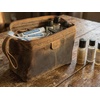 image:imageRUSTIC TOWN Full Grain Leather Toiletry Bag for Men  Wide Opening Dopp Kit with Metal Frame WaterResistant Travel Organizer for Shaving Grooming amp AccessoriesBrown Without Bottom Compartment