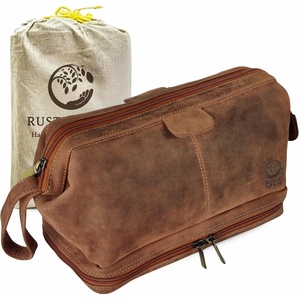 image:imageRUSTIC TOWN Full Grain Leather Toiletry Bag for Men  Wide Opening Dopp Kit with Metal Frame WaterResistant Travel Organizer for Shaving Grooming amp AccessoriesBrown