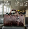 image:imageLeather Duffle Bag for Men  Full Grain Travel Weekender Black 20 Inch  TSA Carry On Overnight Bag 30L YKK Zippers Brass Hardware Removable Strap Fits Overhead Bin Waterresistant liningMulberry