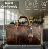 image:imageLeather Duffle Bag for Men  Full Grain Travel Weekender Black 20 Inch  TSA Carry On Overnight Bag 30L YKK Zippers Brass Hardware Removable Strap Fits Overhead Bin Waterresistant liningBrown
