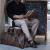 image:imageLeather Duffle Bag for Men  Full Grain Travel Weekender Black 20 Inch  TSA Carry On Overnight Bag 30L YKK Zippers Brass Hardware Removable Strap Fits Overhead Bin Waterresistant liningMulberry