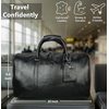 image:imageLeather Duffle Bag for Men  Full Grain Travel Weekender Black 20 Inch  TSA Carry On Overnight Bag 30L YKK Zippers Brass Hardware Removable Strap Fits Overhead Bin Waterresistant liningJet Black