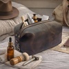 image:imageLeather Toiletry Bag for Men  Full Grain Travel Dopp Kit amp Shaving Bag  Handcrafted Spacious Compartment YKK Zipper TSA CarryOn Waterproof Lining Metal Feets Makeup and Cosmetic OrganizerHunter Brown