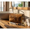 image:imageLeather Toiletry Bag for Men  Full Grain Travel Dopp Kit amp Shaving Bag  Handcrafted Spacious Compartment YKK Zipper TSA CarryOn Waterproof Lining Metal Feets Makeup and Cosmetic OrganizerBrown